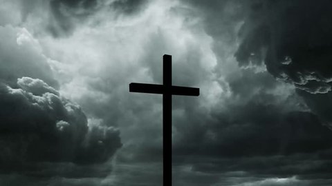 Cross over thunderclouds / 
motive of faith