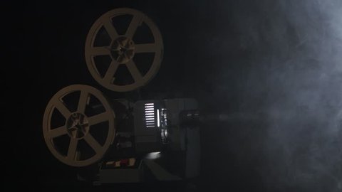 Working Projector Smoke Black Background Studio Stock Footage Video ...