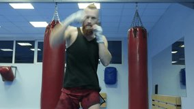 Fighter shadowboxing at gym