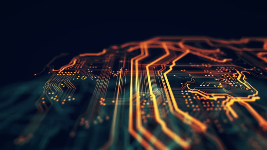 Orange Green Background Printed Circuit Board Stock Footage Video 100