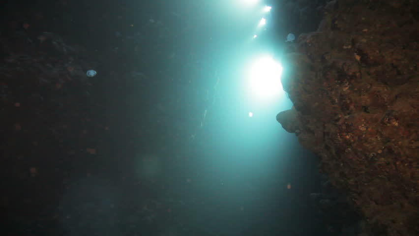 magnificent sun beam penetrating the cave