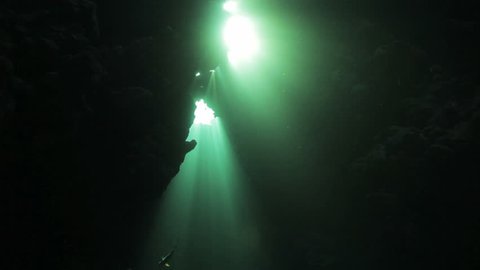 magnificent sun beam coming through the cave