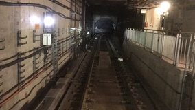 Time-lapse video of an underground train ride in a tunnel