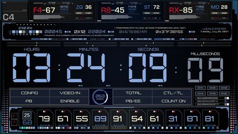 Timecode Interface Status Screen. HUD Interface Concept. Futuristic UI