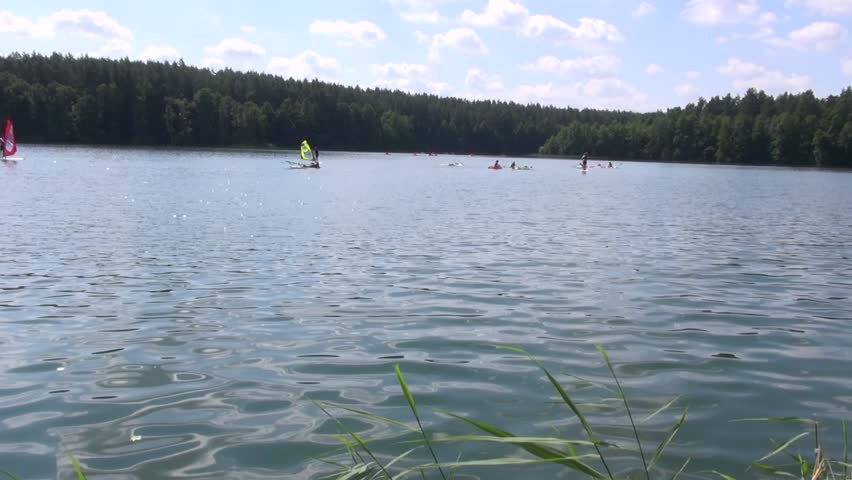 Windsurfing on a lake Aerial