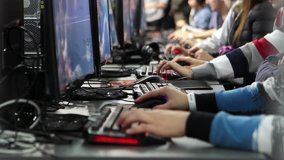 
Many people work in Internet cafes, play games and spend time on the Internet: eSports, hobbies, hobby, cybersport, 
gaming