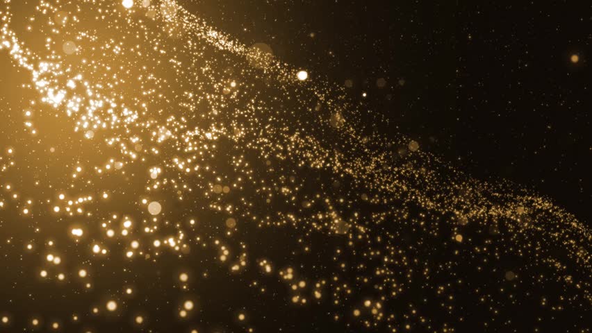 Background gold movement. Universe gold dust with stars on black background. Motion abstract of particles. VJ Seamless loop. Royalty-Free Stock Footage #22423351