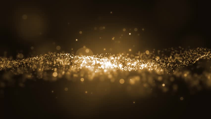 Golden abstract motion background shining gold particles in slow motion. Universe gold dust with stars on black background. Motion graphics abstract of particles. VJ Seamless loop 4K. Royalty-Free Stock Footage #22423354