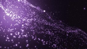 Glittering Violet Particle Background. Universe violet dust with stars on black background. Motion abstract of particles. VJ Seamless loop.