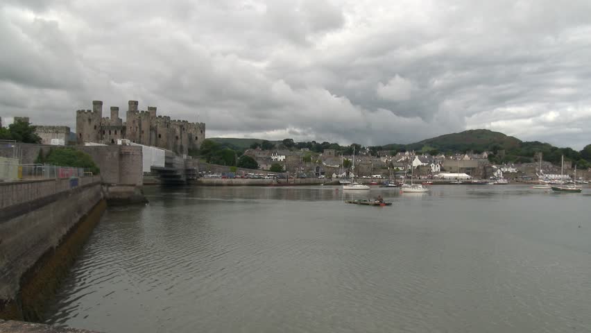 Conwy, Wales, August 2016.  The River and town of Conwy in North Wales, with its 13th century Conwy Caste, a world heritage site along with its walled fishing town.