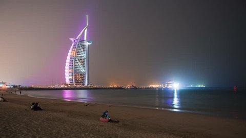 DUBAI, UAE - SEPTEMBER 22, 2014: 5 in 1 video of Timelapse view Dubai downtown and famous buildings