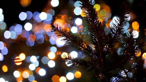 The main city Christmas tree sparkles with colorful lights. Blurred Christmas lights. Boke.
Waiting for Christmas.