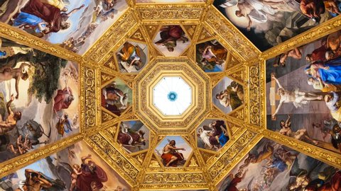 FLORENCE-December 16: Illustrative video of the ceilings of the Medici Chapels,in Florence, Italy. The Medici Chapels are part of the Basilica of San Lorenzo. Pictures taken on November 10, 2016. Editorial Stock Video