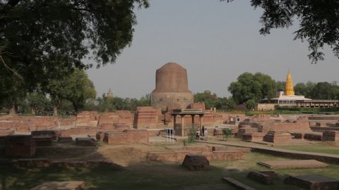 CIRCA 2011: WS Stupas where Buddha chose to deliver his first sermons / Sarnath, India