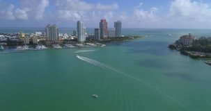 Aerial view of Miami Beach inlet Fisher Island