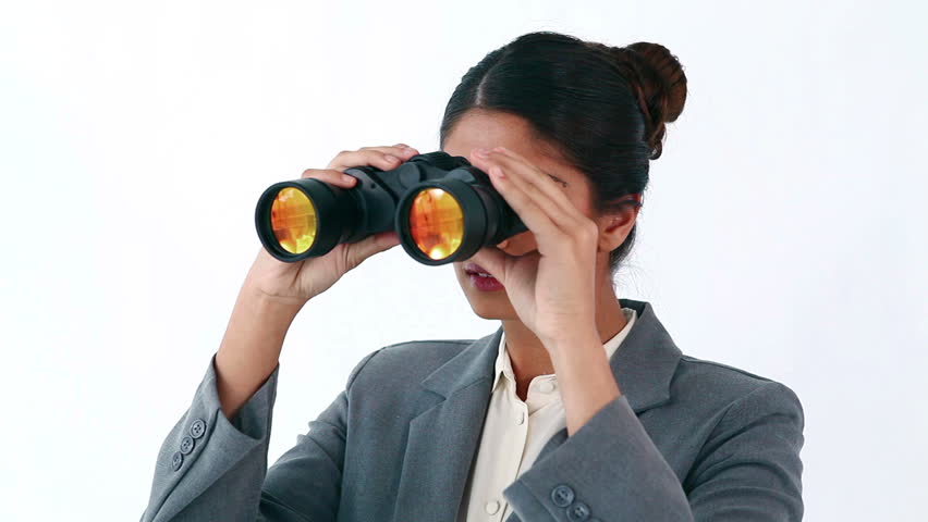 looking with binoculars