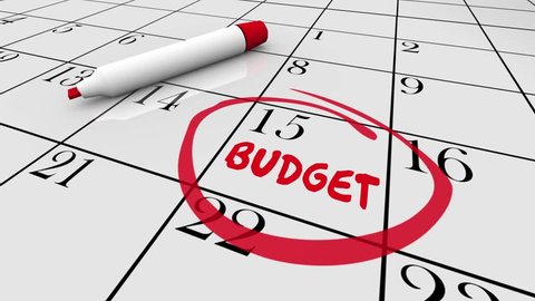 Budget Financial Plan Calendar Word Circled 3d Animation