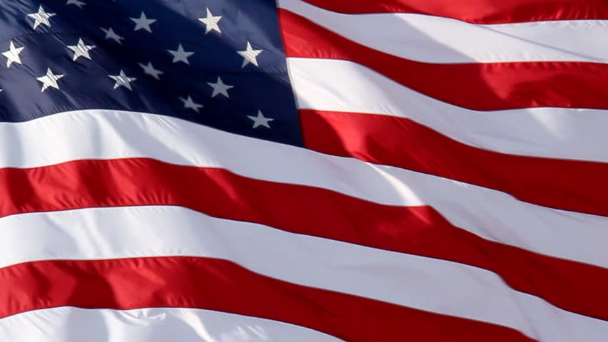 American Flag Slow Waving. Close up of American flag waving. Filmed at 60 fps