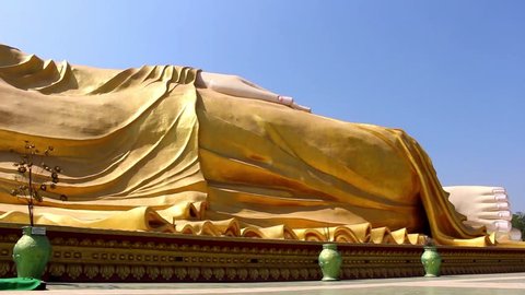 Big Reclining Buddha monument in Bago, Myanmar (Burma)