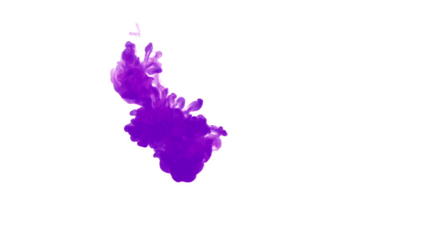 violet ink spreading in the water on a white background. 3d render. voxel graphics. computer simulation 1. ink shot in the water