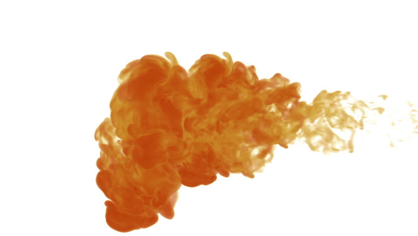 orange paint dissolved in water on a white background. 3d render. voxel graphics. computer simulation 5..