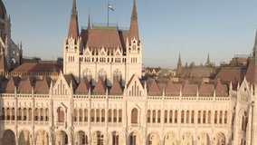 Aerial view of Hungarian Parliament - June 2016: Budapest, Hungary