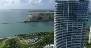Aerial reveal Fisher Island 4k 60p