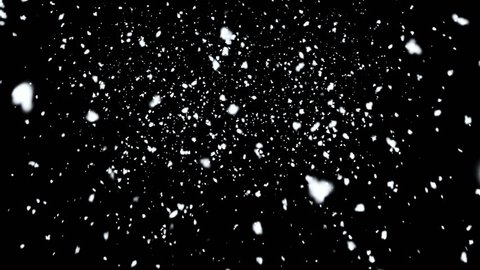 Christmas snowfall isolated on black background. Seamless loop. Available in various colors
