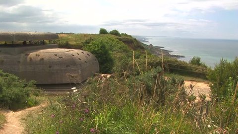 WWII German bunker with coastal panorama view at Cape Fagnet, Fecamp on the Alabaster Coast in Normandy, France