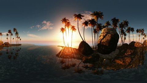 vr 360 degree video panorama of tropical beach at sunset made for virtual reality