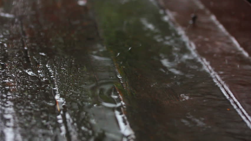 rain drops on old weathered wood