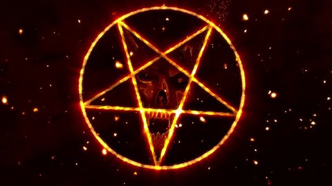 4K Pentagram Symbol with Revealing Satan Face Animation: film stockowy