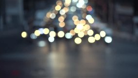 4K Bokeh of car lights. On the street at night Colorful Circles Video Background Loop Glassy circular shapes perform a colorful dance. motion background that events Car Lights - out of focus