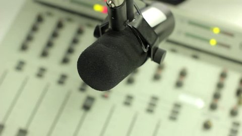 the microphone in the radio Studio