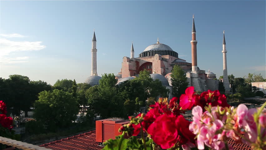 Haghia Sophia Mosque Aya Sophia & Flowers; Sultanahmet Istanbul Turkey