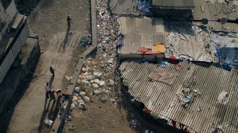 Looking down over a poor area in Mumbai, India.