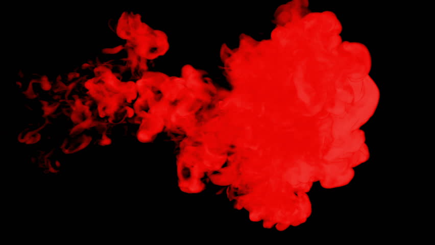 red ink drop in water on a black background for effects. 3d render. voxel graphics. computer simulation 11