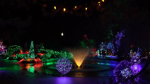 Christmas lights decoration with christmas background,Vandusen garden,Vancouver BC Canada