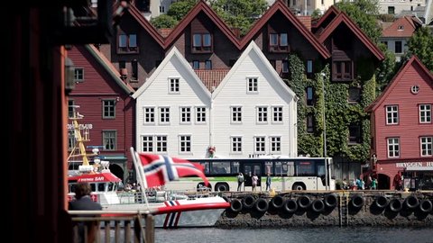 Norway, Bergen - 02 July 2010: City life view. Panorama