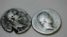high-quality video. Roman  coin.