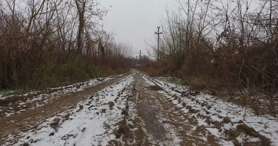 POV view of going backwards on  country road 
