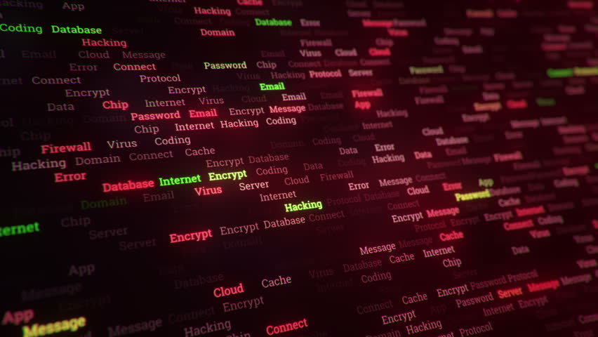 Abstract background with seamless animation flickering words of business, finance, technology or marketing on display screen.  | Shutterstock HD Video #22582333