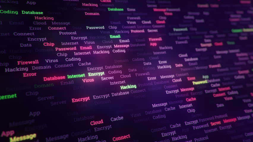 Abstract background with seamless animation flickering words of business, finance, technology or marketing on display screen.  | Shutterstock HD Video #22582393