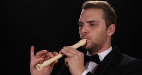 Flutist Man Play Recorder Flute Classic Music Instrument Symphonic Orchestra Job