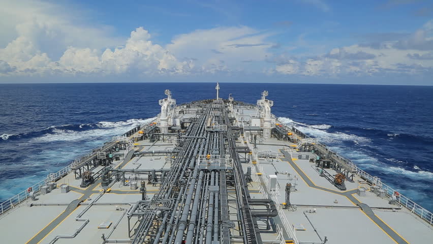 Grey oil tanker is underway at sea. Royalty-Free Stock Footage #22582831