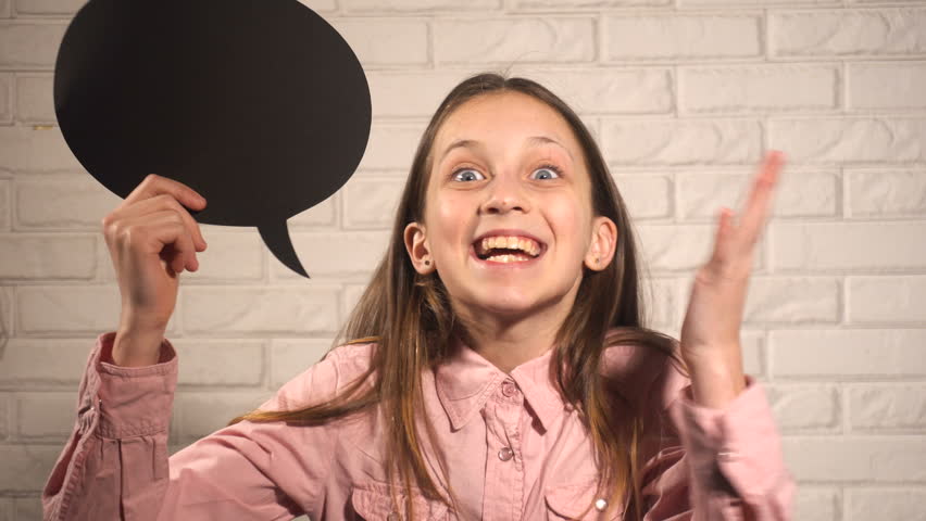 Teen girl with black talking cloud | Shutterstock HD Video #22585690