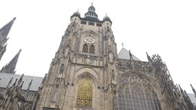 Gothic style church details in Prague Czechia Czech Republic 4K 2160p 30fps UltraHD footage - Old Metropolitan Cathedral of Saints Vitus Wenceslaus and Adalbert 3840X2160 UHD tiling video