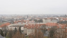 Famous beautiful cityscape of Czech Republic by the day 3840X2160 UHD footage - Old rooftops spires and domes in capital of Czechia 2160p UltraHD tilting video