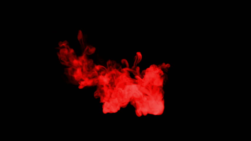 red ink spreading in the water on a black background. 3d render. voxel graphics. computer simulation. Full HD