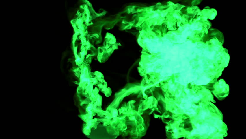 computer graphics like green ink spreading in the water on a black background. 3d render. voxel graphics. computer simulation 10